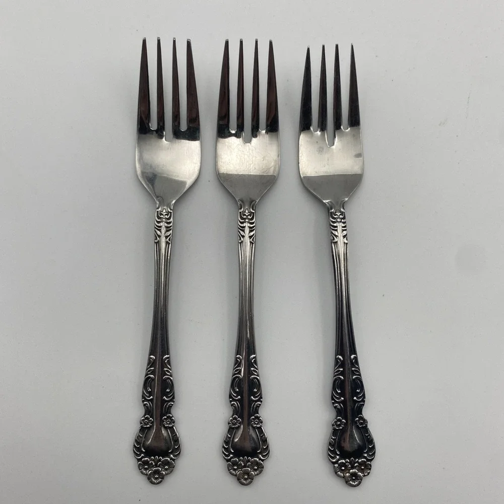 Set of 3 Vintage EKCO Eterna‎ Beaumont Stainless Japan Salad Forks 6 1/2